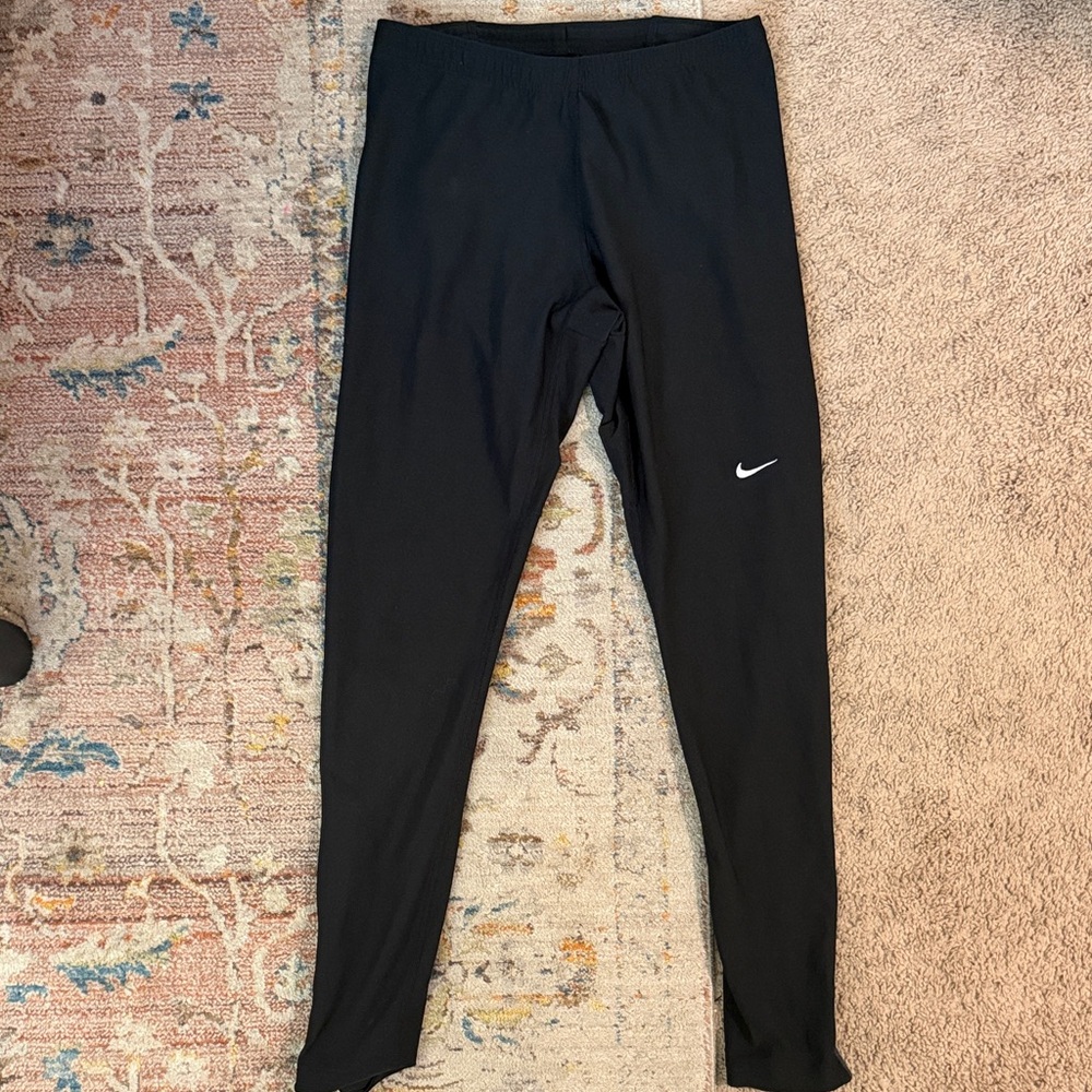 Nike FITDRY Black Womens' Athletic Leggings with White Swoosh
